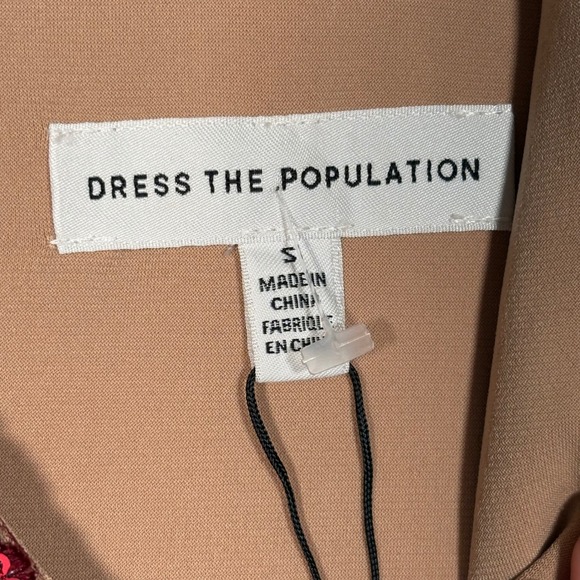 Dress The Population Blair Sequin Damask Midi Dress Berry Nude Womens Small - Picture 11 of 14